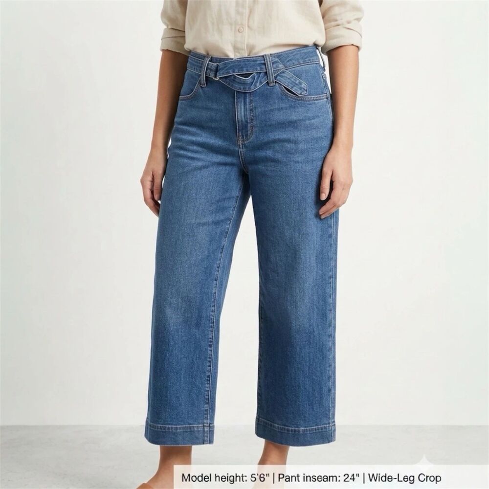 Universal Thread Jeans Womens 26R High Rise Wide Leg Crop Belted Denim y2k boho